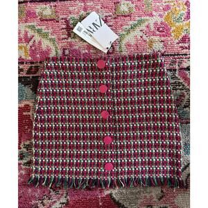 Zara Woven Multicolor Fringe Mini Skirt, Size Small (NWT)